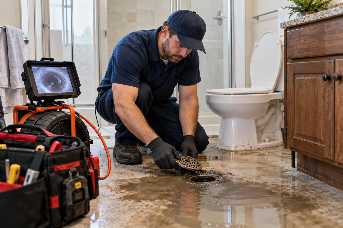 Technician testing pump operation, floats and discharge after repair in Northern Kentucky
